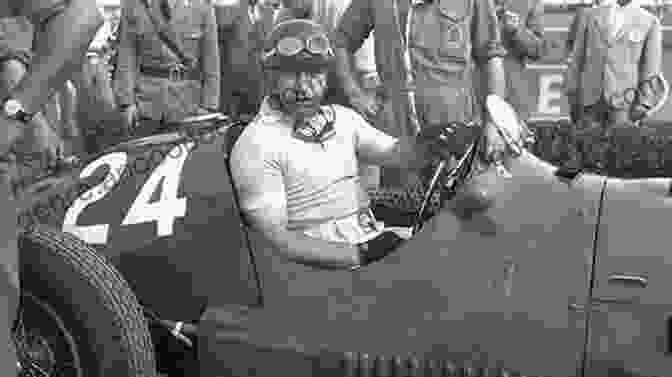 A Black And White Photo Of Juan Manuel Fangio Driving A Formula One Car Moments That Made Racing History (Motorsports History)