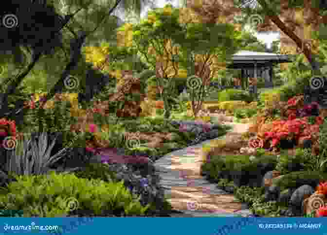 A Serene And Tranquil Garden Scene, With Lush Greenery, Blooming Flowers, And A Winding Path Leading Through The Heart Of Nature. The Poetic Garden Of Liu Zongyuan