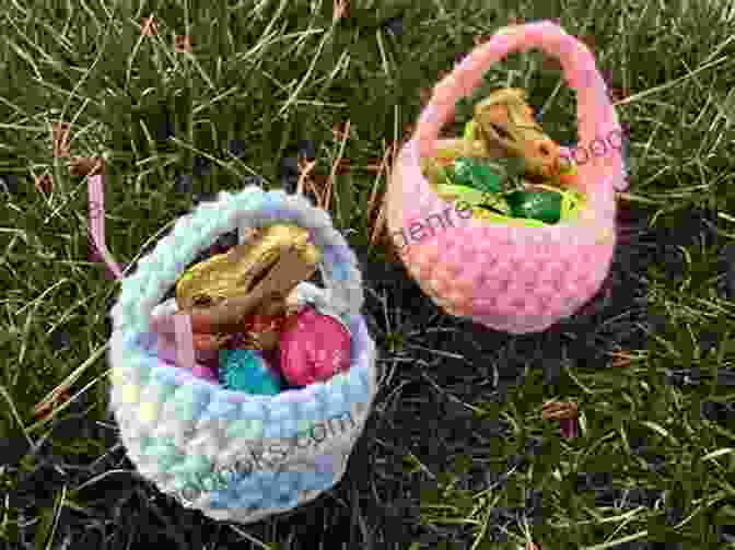 A Vibrant And Intricately Crocheted Small Easter Basket Filled With Colorful Easter Eggs Small Easter Basket Crochet Pattern