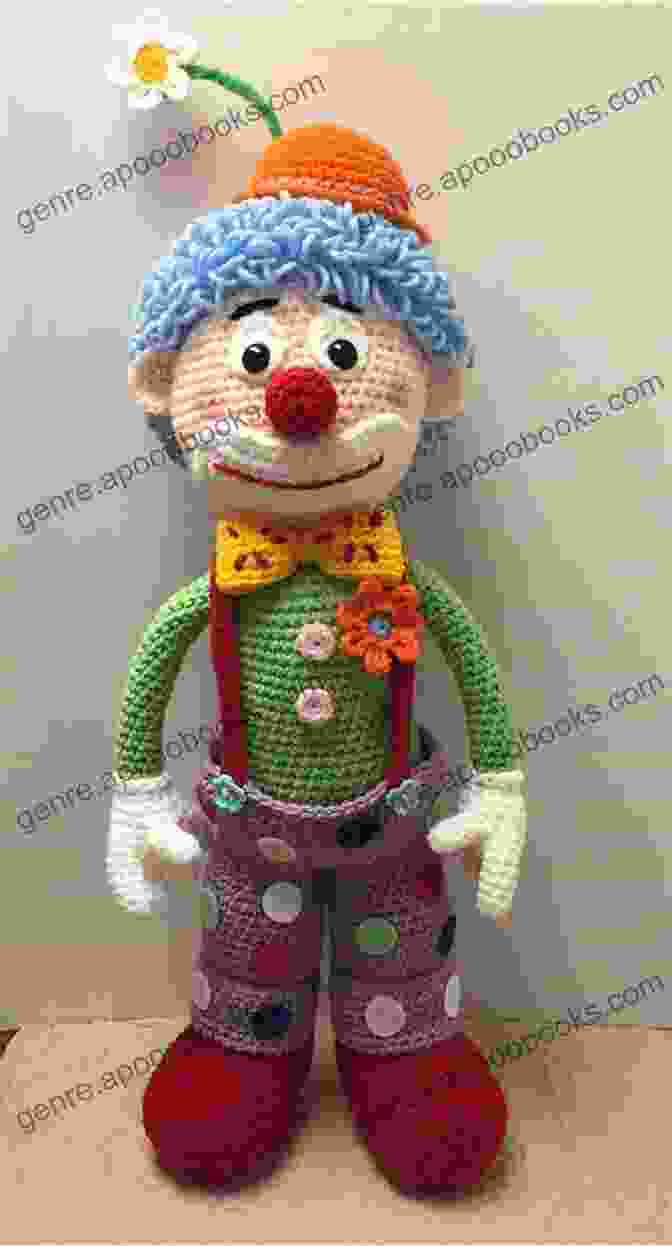 Adorable Doll Wearing A Crocheted Clown Suit Crochet Pattern CP78 Clown Suit For Doll 10 12 14 16 Doll UK Terminology