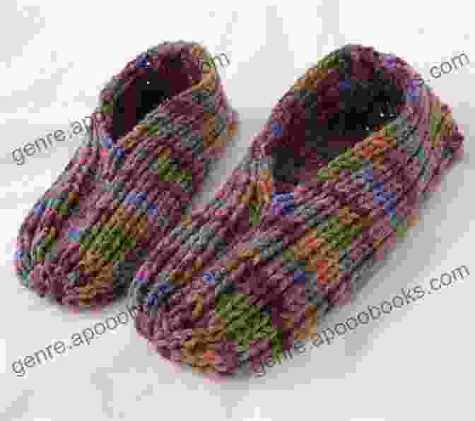 An Image Of Different Machine Knit Lined Slippers In Various Colors And Patterns, Showcasing The Versatility Of The Pattern. Machine Knit Lined Slipper: Pattern For Bulky Machine