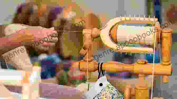 Image Of A Woman Spinning Dyed Yarn On A Spinning Wheel Spinning Dyeing And Weaving: Essential Guide For Beginners (Self Sufficiency)