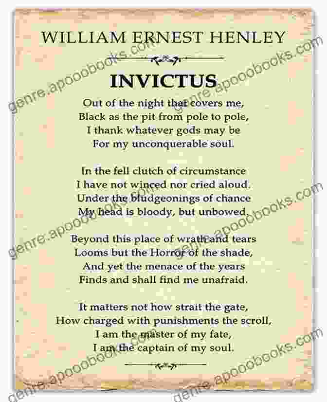 The Opening Lines Of Henley's Poem 'Invictus,' Etched Onto A Stone Tablet The Poetry Of William Ernest Henley Volume 2